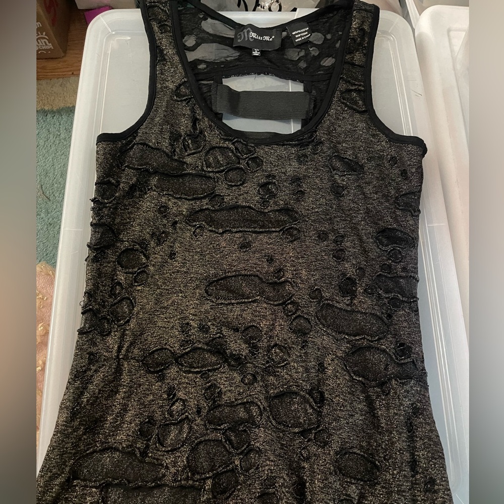MISS ME - Size Large Black Gold Tank